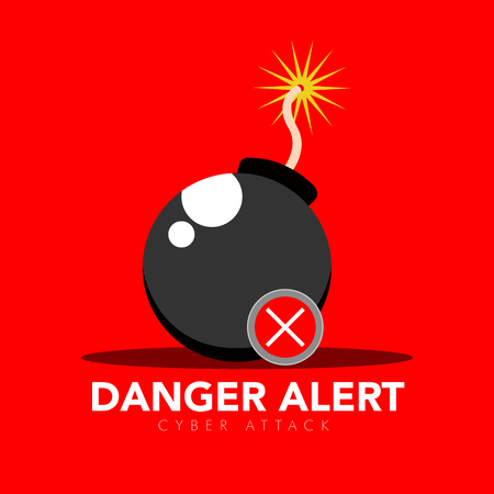 Bomb with a danger alert. Cyber security. Vector illustration designのイラスト素材