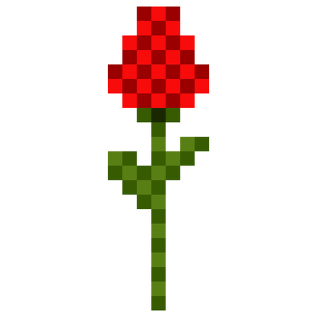 Pixelated rose iconのイラスト素材