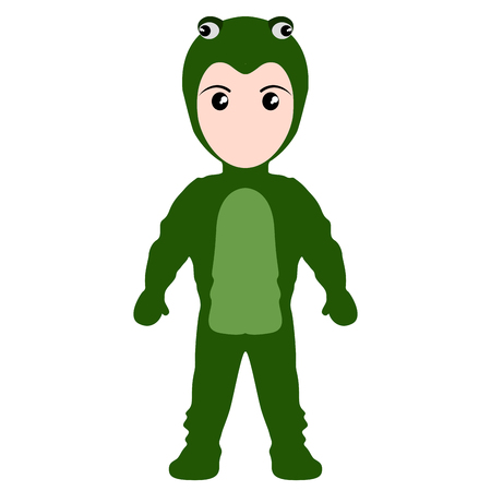Kid with a crocodile costume. Halloween. Vector illustration designのイラスト素材