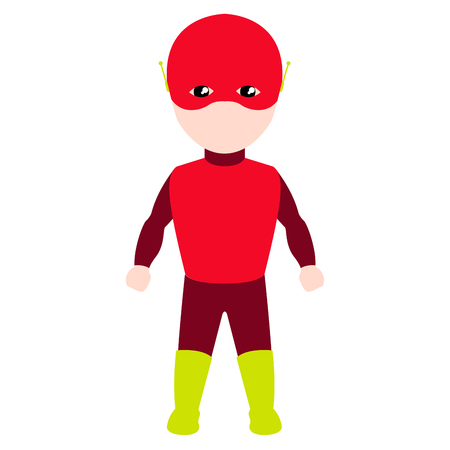 Kid with a superhero costume. Halloweenのイラスト素材
