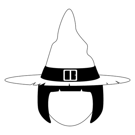 Head with a witch hat. Halloween. Vector illustration designのイラスト素材