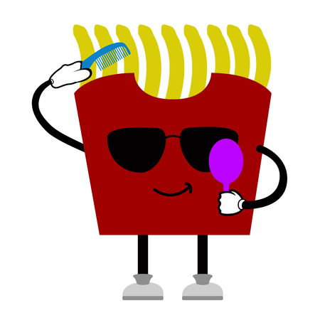Handsome french fries emote. Fast food. Vector illustration designのイラスト素材