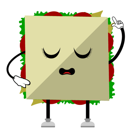 Sad sandwich emote. Fast food. Vector illustration designのイラスト素材