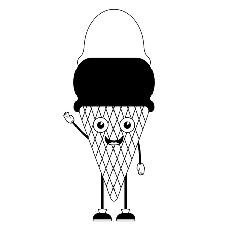 Happy ice cream emote. Fast food. Vector illustration designのイラスト素材