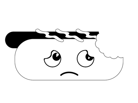 Bitten sad hot dog emote. Fast food. Vector illustration designのイラスト素材