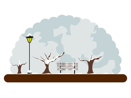 Landscape of a park in winter. Vector illustration designのイラスト素材