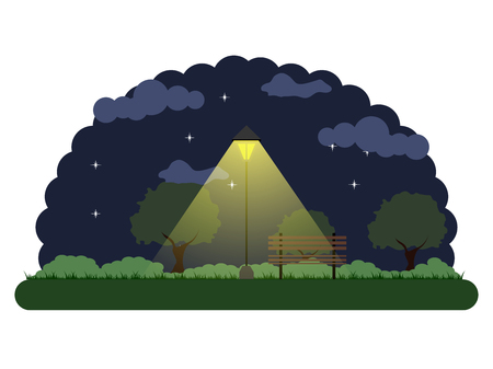 Landscape of a park at night. Vector illustration designのイラスト素材
