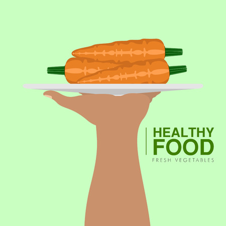 Hand holding carrots. Healthy food concept. Vector illustration designのイラスト素材