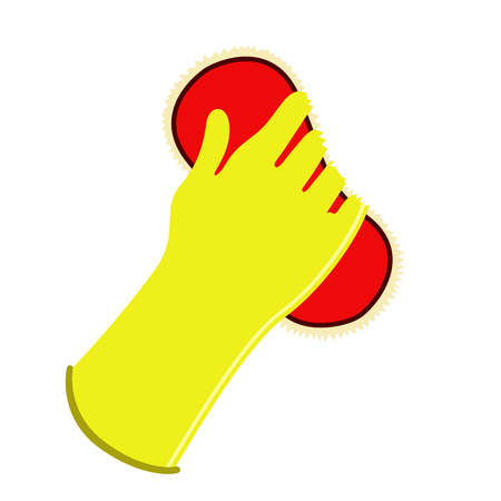 Glove with a cleaning brush. Vector illustration designのイラスト素材