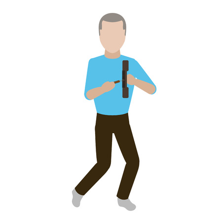 Male avatar playing a rainstick. Vector illustration designのイラスト素材