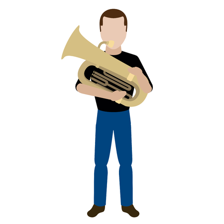 Male avatar playing a tuba. Vector illustration designのイラスト素材