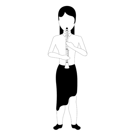 Female avatar playing a fluteのイラスト素材
