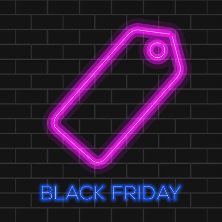 Black friday background with neon empty label. Vector illustration designのイラスト素材
