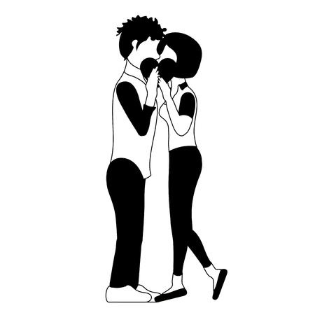 Couple kissing each other. Valentine day. Vector illustration designのイラスト素材