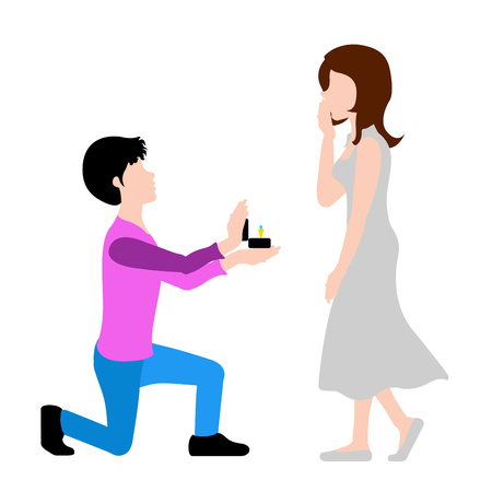 Man proposing marriage to his girlfriend. Vector illustration designのイラスト素材