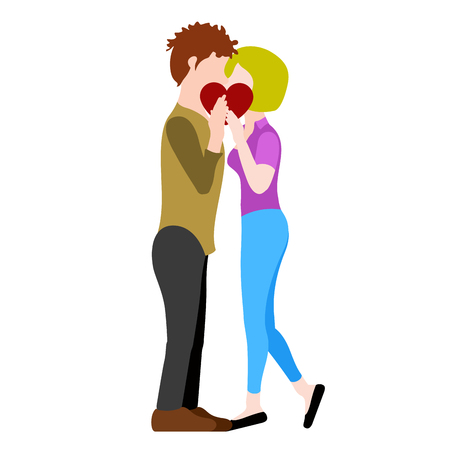 Couple kissing each other. Valentine day. Vector illustration designのイラスト素材
