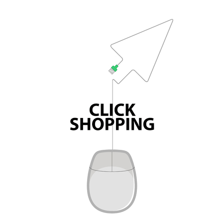 Mouse with an arrow cursor outline. Vector illustration designのイラスト素材