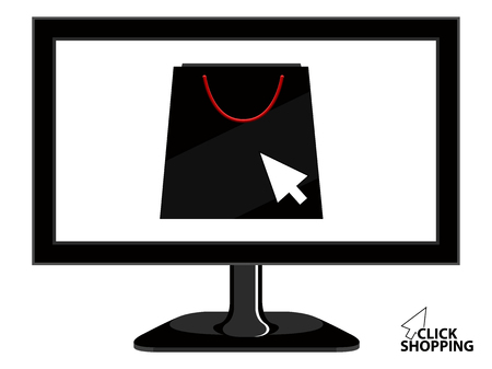 Shopping bag inside to screen tv. Vector illustration designのイラスト素材