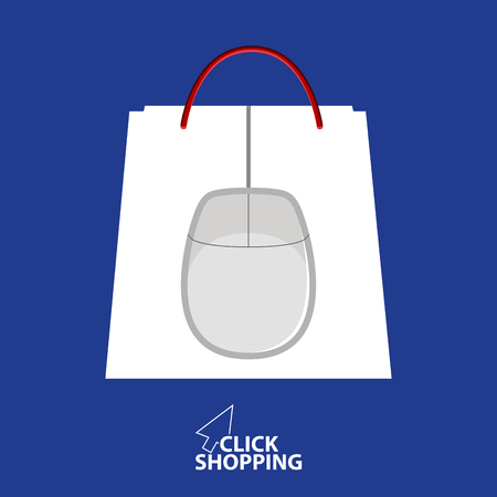 Shopping bag with mouse logo. Vector illustration designのイラスト素材