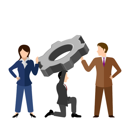 People holding a gear. Vector illustration designのイラスト素材