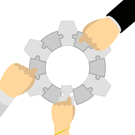 Isolated hands with gears. Teamwork concept. Vector illustration designのイラスト素材