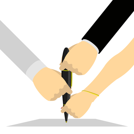 Hands holding a pen. Vector illustration designのイラスト素材