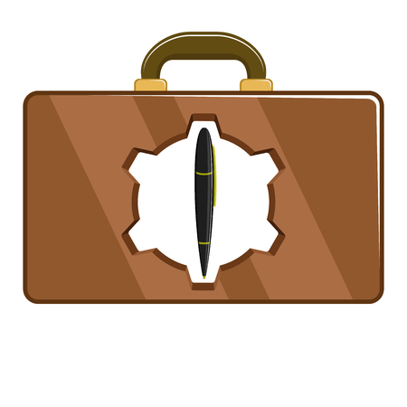Isolated briefcase icon with a pen in a gear. Vector illustration designのイラスト素材