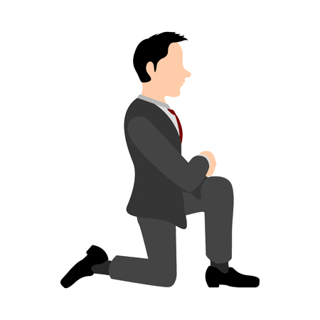 Isolated kneeling businessman image. Vector illustrationのイラスト素材