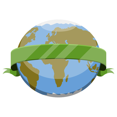 Earth planet with a ribbon. Vector illustration designのイラスト素材
