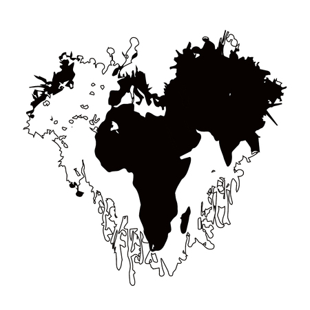 Black and white watercolor of an earth planet. Vector illustration designのイラスト素材