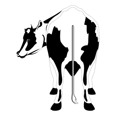 Rear view of a cow. Silhouette. Vector illustration designのイラスト素材