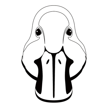 Silhouette of a duck head. Farm animal. Vector illustration designのイラスト素材