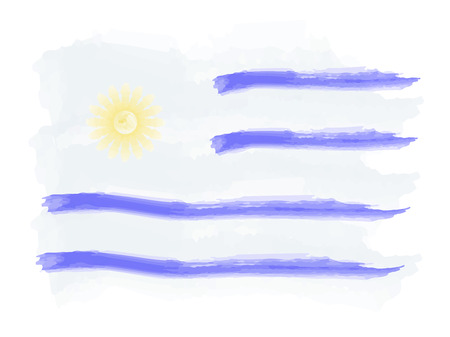 Watercolor flag of Uruguay. Vector illustration designのイラスト素材