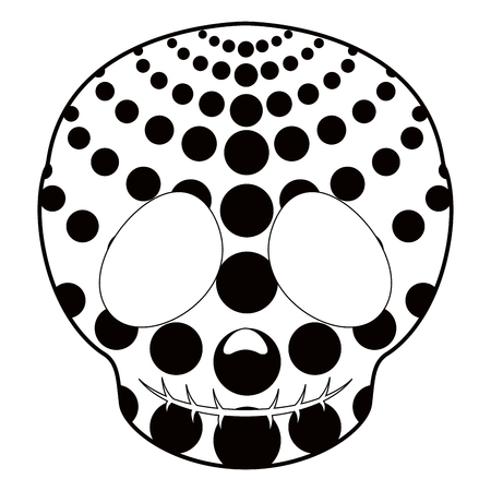 Outline of a happy mexican skull cartoon. Vector illustration designのイラスト素材