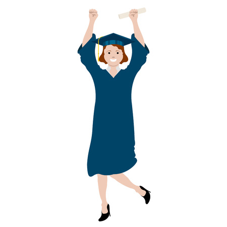 Isolated happy graduating woman. Vector illustration designのイラスト素材