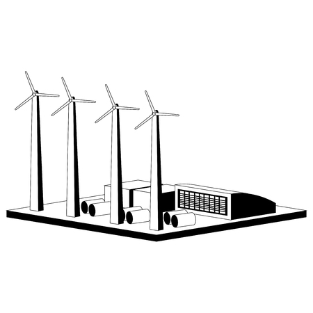 Monochromatic wind power plant. Vector illustration designのイラスト素材