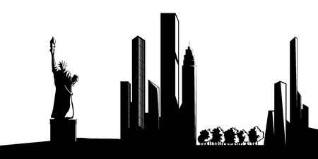 Silhouette of a New York cityscape. Vector illustration designのイラスト素材