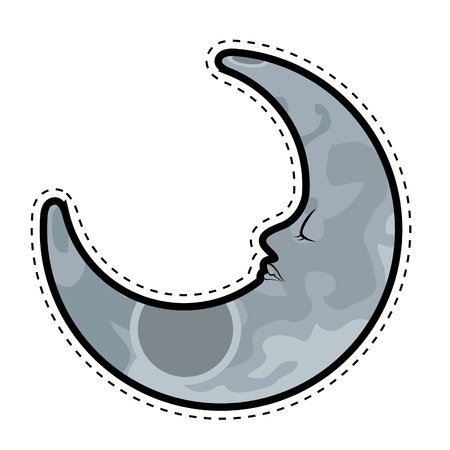 Half moon face dotted sticker. Vector illustration designのイラスト素材
