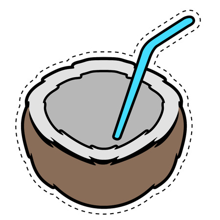 Coconut cocktail dotted sticker. Vector illustration designのイラスト素材