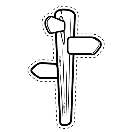 Wood sign dotted stickerのイラスト素材