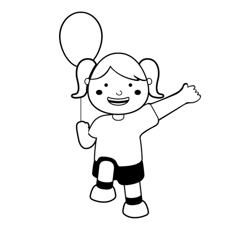 Happy girl with a balloon icon. Vector illustration designのイラスト素材