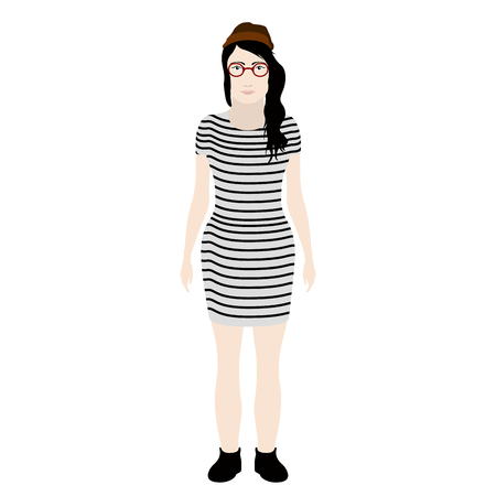 Isolated hipster girl with glasses and a hat. Vector illustration designのイラスト素材