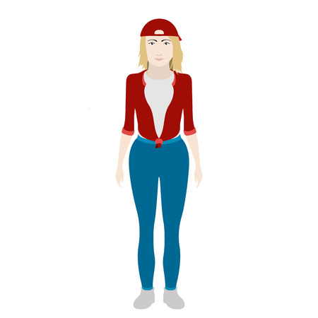 Isolated hipster girl with a hat. Vector illustration designのイラスト素材
