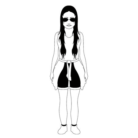 Isolated hipster girl with sunglasses. Vector illustration designのイラスト素材