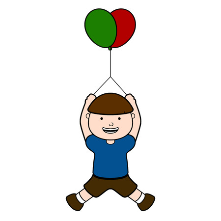 Happy boy with balloons. Vector illustration designのイラスト素材