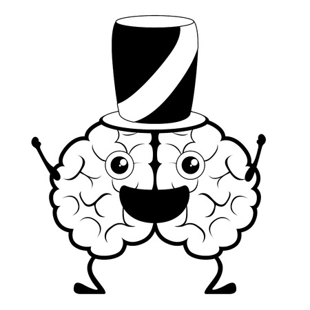 Happy brain cartoon with a hat. Vector illustration designのイラスト素材