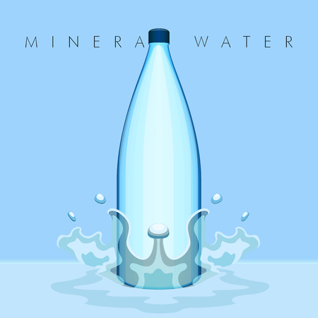 Mineral water poster with a bottle and a splash. Vector illustration designのイラスト素材