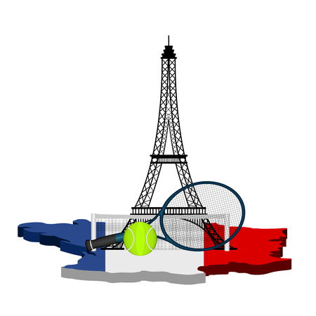 Eiffel tower with tennis objectsのイラスト素材