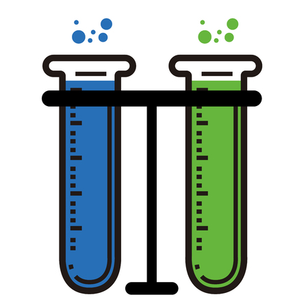 Isolated two test tubes on a rackのイラスト素材