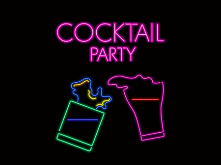 Neon poster of a cocktail partyのイラスト素材
